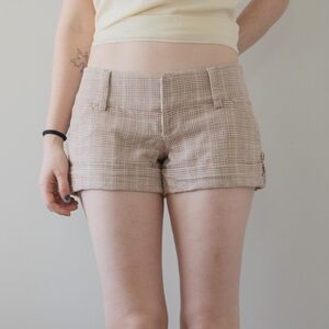 Guess Women's Beige Plaid Booty Shorts